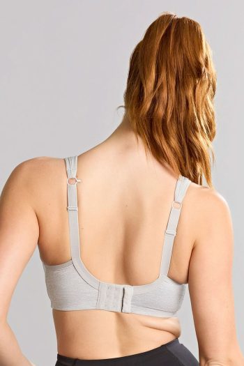 Panache Power Underwired Sports Bra, Grey Marl, Regular Back View