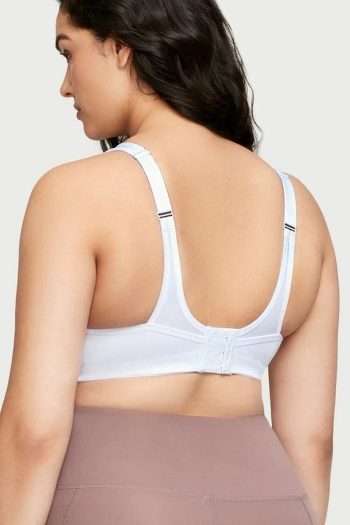 Glamorise Sport No-Bounce Camisole Sports Bra, White, Back View