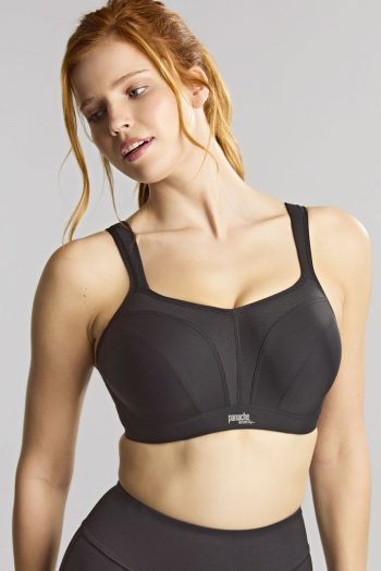 Panache Power Underwired Sports Bra, Black, Regular Front View