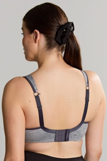 Sculptresse Activate Underwired Sports Bra, Charcoal Marle, Back View