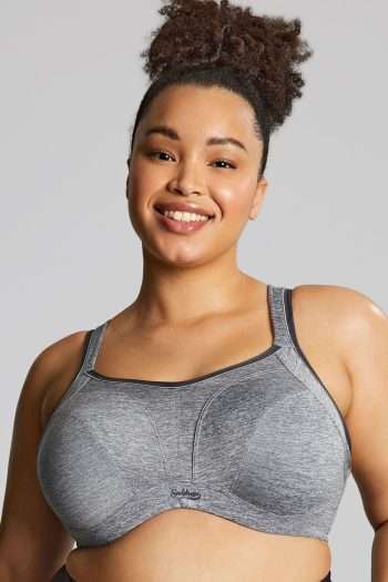Sculptresse Activate Underwired Sports Bra, Charcoal Marle, Front View