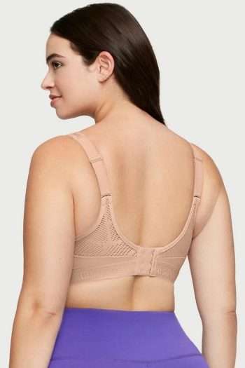 Glamorise Sport No-Sweat Mesh Sports Bra, Cafe, Back View