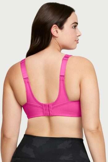 Glamorise Sport No-Bounce Camisole Sports Bra, Rose Violet, Back View