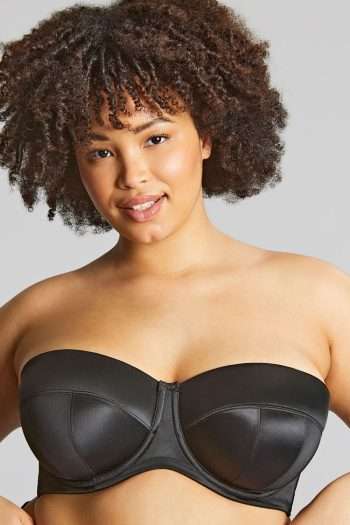 Dana Balcony Strapless Bra, Black, Strapless Front View