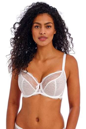 Freya Fancies Plunge Bra, White, Front View