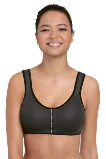 Anita Active PanAlp Air Sports Bra, Anthracite Black, Front View