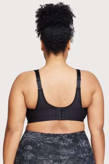Glamorise Sport Custom Control Adjustable Sports Bra, Black, Back View