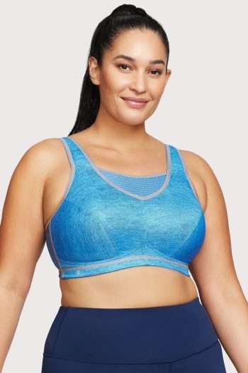 Glamorise Sport No-Bounce Camisole Elite Sports Bra, Light Denim, Front View