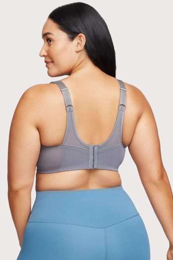 Glamorise Sport Magic Lift Seamless Sports Bra, Charcoal Grey, Back View