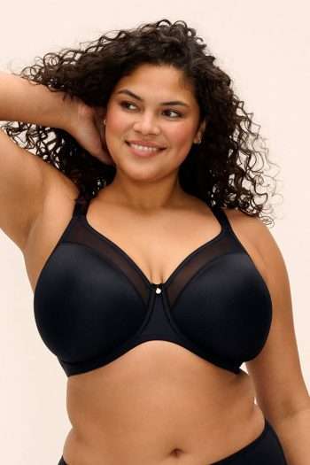 Elomi Smooth Moulded Non-Padded Bra, Black, Front View