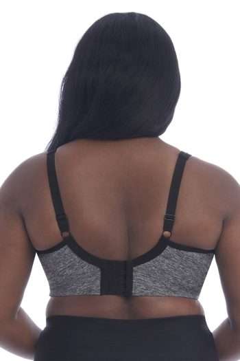 Goddess Sport Wirefree Sports Bra, Pewter Heather, Back View