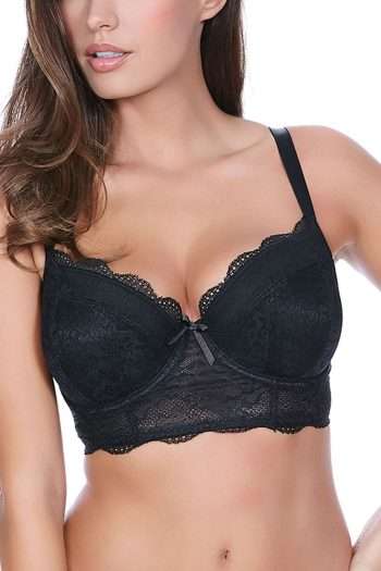 Freya Fancies Longline Bra, Black, Front View