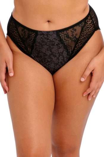 Elomi Lucie High Leg Brief, Black, Front View