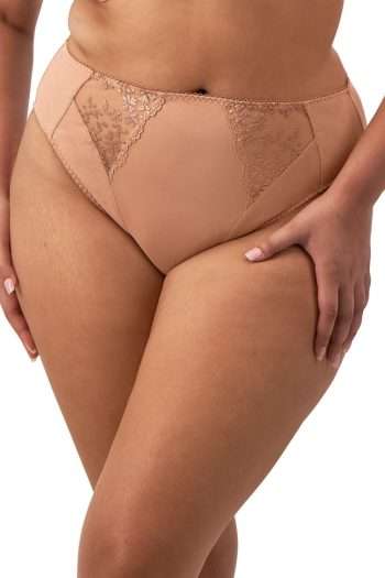 Elomi Zarla High Leg Brief, Cafe Au Lait, Front View