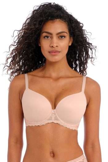 Freya Offbeat Moulded Demi T-Shirt Bra, Natural Beige, Front View