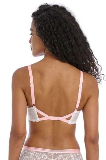 Freya Offbeat Plunge Bra, White, Back View