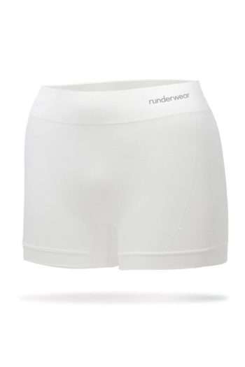 Runderwear Women’s Running Boy Shorts, White, Front View