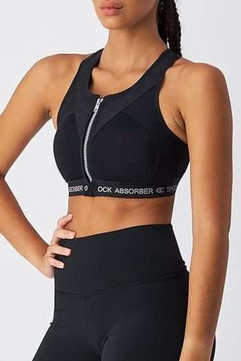 Shock Absorber Infinity Power Front Close Sports Bra, Nero, Front View