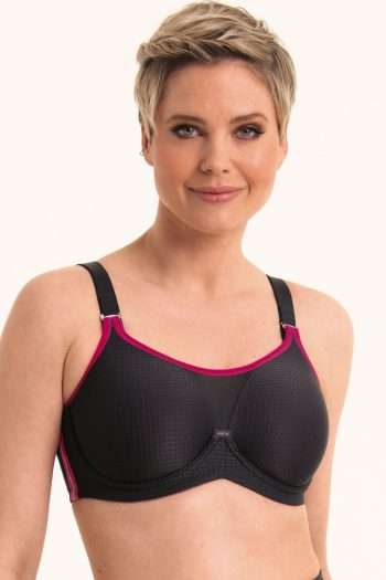 Anita Active Performance WireX Sports Bra, Anthracite-Pink, Front View