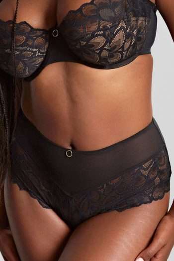 Panache Allure Deep Brief, Black-Latte, Front View