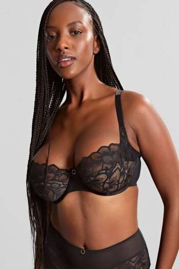 Panache Allure Demi Balcony Bra, Black-Latte, Front View