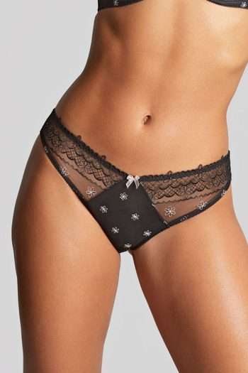 Panache Blossom Brazilian Brief, Black, Front View