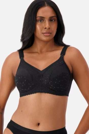 Triumph Lace Maternity Wirefree Bra, Black, Front View