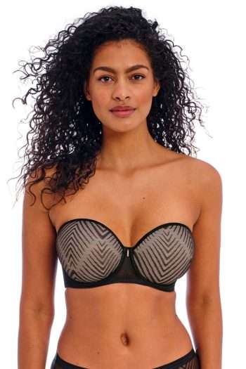 Freya Tailored Moulded Strapless Bra, Black, Strapless Front View