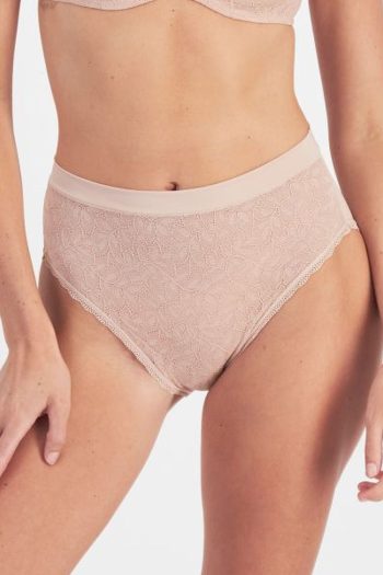 Barely There Lace Full Brief, Nude, Front View