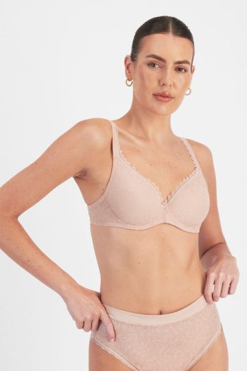 Berlei Barely There Lace Contour Bra, Nude, Front View