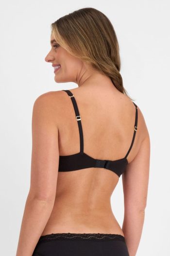 Berlei Barley There Breathe T-Shirt Bra, Black, Back View