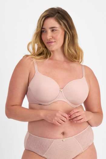 Berlei Lift & Shape Mesh T-Shirt Bra, Nude Lace, Front View