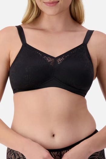 Triumph Lacy Minimiser Wirefree Bra, Black, Front View