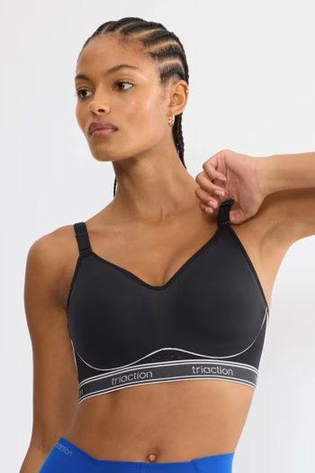 Triumph Triaction Cardio Breeze Padded Sports Bra, Black, Front View