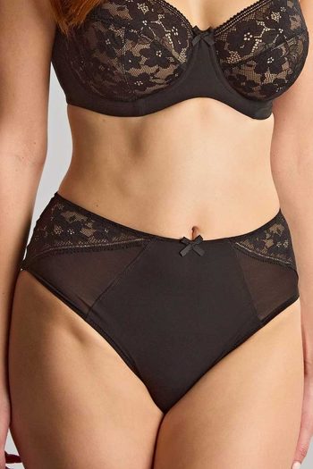 Panache Celeste Deep Brief, Black, Front View