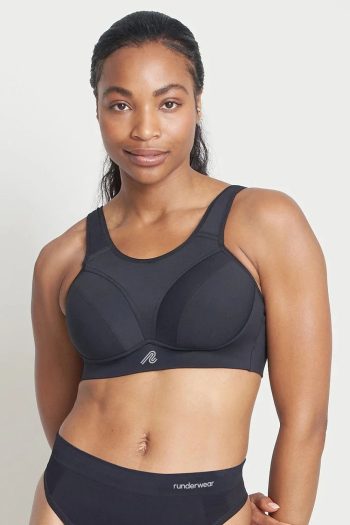 Runderwear Power Sports Bra in Black, Front View